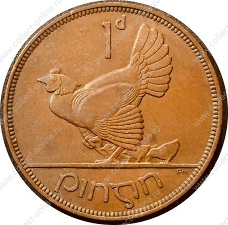 Ирландия 1937 г. • KM# 3 • 1 пенни • арфа • курица • регулярный выпуск • XF-AU ( кат. - $15+ )