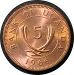 Уганда 1966 г. • KM# 1 • 5 центов • регулярный выпуск • MS BU Люкс!!