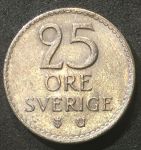 Швеция 1969 г. • KM# 836 • 25 эре • Королевская монограмма • регулярный выпуск • BU