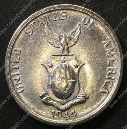 Филиппины 1944 г. S • KM# 183 • 50 сентаво • герб страны • серебро • регулярный выпуск • MS BU