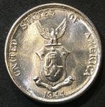 Филиппины 1944 г. D • KM# 182 • 20 сентаво • герб страны • регулярный выпуск • MS BU Люкс!