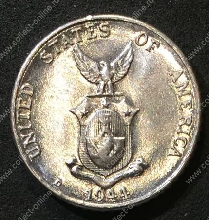 Филиппины 1944 г. D • KM# 181 • 10 сентаво • герб страны • регулярный выпуск • MS BU