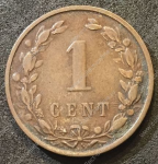 Нидерланды 1900 г. • KM# 107 • 1 цент • регулярный выпуск • XF ( кат. - $10.00 )