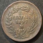 Мексика 1897 г. Mo • KM# 391.6 • 1 сентаво • регулярный выпуск • AU ( кат. - $30.00 )
