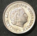 Нидерланды 1959 г. • KM# 182 • 10 центов • королева Юлиана • регулярный выпуск • AU+ ( кат.- $8,00 )