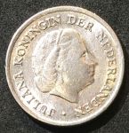Нидерланды 1958 г. • KM# 182 • 10 центов • королева Юлиана • регулярный выпуск • AU+ ( кат.- $8,00 )