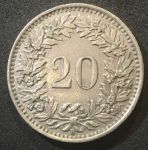 Швейцария 1955 г. B (Берн) • KM# 29a • 20 раппенов • регулярный выпуск • BU- ( кат.- $12,00 )