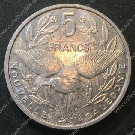 Новая Каледония 1994 г. KM# 16 • 5 франков • птица Кагу • регулярный выпуск • BU ( кат.- $3,00 ) 