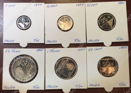 Аруба 1994 г. KM# 1-6 • 5 центов - 2 1/2 флорина • 6 монет • годовой набор • MS BU люкс! • пруф-лайк