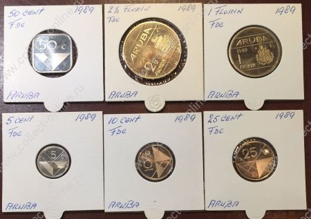 Аруба 1989 г. KM# 1-6 • 5 центов - 2 1/2 флорина • 6 монет • годовой набор • MS BU люкс! • пруф-лайк