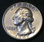 США 1957 г. KM# 164 • квотер (25 центов) • (серебро) • Джордж Вашингтон • регулярный выпуск • BU-