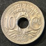 Франция 1918 г. • KM# 866a • 10 сантимов • регулярный выпуск • MS BU
