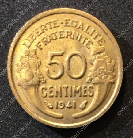 Франция 1941г. KM# 894.1 • 50 сантимов • BU 