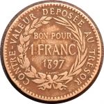 Мартиника 1897 г. • KM# 41 • 1 франк • Жозефина • регулярный выпуск • VF+ ( кат. - $100 ) ®