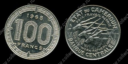 Камерун 1968 г. • KM# 14 • 100 франков • гигантские антилопы • регулярный выпуск • MS BU