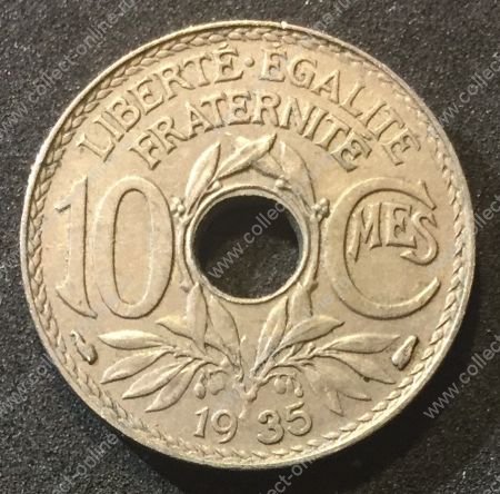 Франция 1935г. KM# 866 • 10 сантимов • MS BU