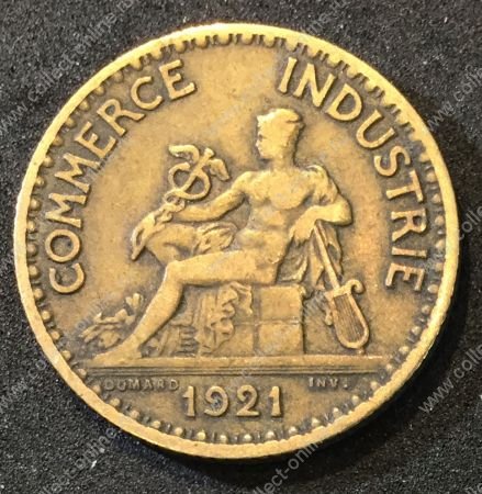 Франция 1921 г. KM# 876 • 1 франк • "Коммерция" • регулярный выпуск • F-VF