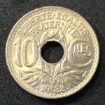 Франция 1938 г. • KM# 889.1 • 10 сантимов "•1938 •" • регулярный выпуск • MS BU ( кат.- $6,00 )