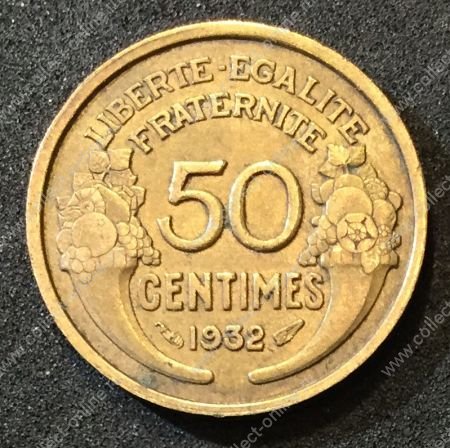 Франция 1932г. KM# 894.1 • 50 сантимов • +/- XF