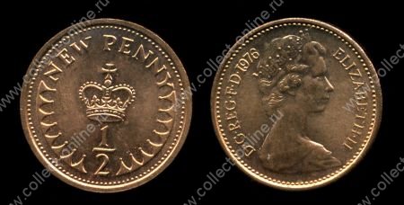 Великобритания 1971-1981 г. • KM# 914 • ½ нов. пенни • Елизавета II • регулярный выпуск • MS BU