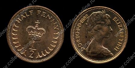 Великобритания 1982-1984 г. • KM# 914 • ½ пенни • Елизавета II • регулярный выпуск • MS BU