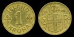 Исландия 1925 г. • KM# 3.1(3.2) • 1 крона • государственный герб • регулярный выпуск • +/- VF ( кат. - $11 )