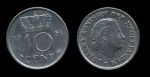 Нидерланды 1950-69 гг. • KM# 182 • 10 центов • королева Юлиана • регулярный выпуск • XF - AU