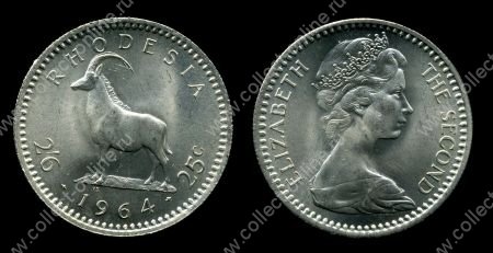 Родезия 1964 г. • KM# 4 • 2s.6d.(25 центов) • Елизавета II • козел • регулярный выпуск • MS BU