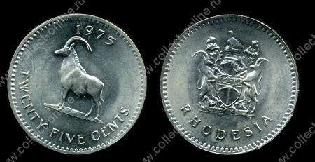 Родезия 1975 г. • KM# 16 • 25 центов • козел • герб • регулярный выпуск • MS BU