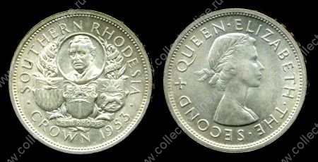 Южная Родезия 1953 г. • KM# 27 • крона • Георг VI • регулярный выпуск • серебро • MS BU ( кат.- $65+ ) 