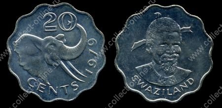 Свазиленд 1979 г. • KM# 50.1 • 20 центов • слон • регулярный выпуск • MS BU