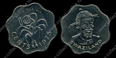 Свазиленд 1975 г. • KM# 23 • 10 центов • Собуза II • сахарный тростник • регулярный выпуск(серия ФАО) • MS BU