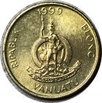 Вануату 1999 г. • KM# 3 • 1 вату • герб королевства • раковина • регулярный выпуск • MS BU