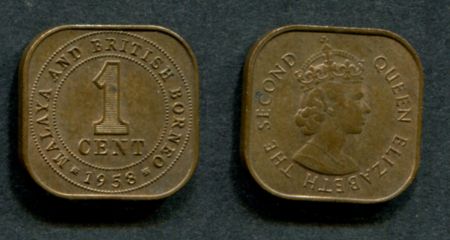 Малайя и Британское Борнео 1958 г. • KM# 5 • 1 цент • Елизавета II • регулярный выпуск • AU-UNC