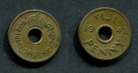 Фиджи 1943 г. S • KM# 7a • 1 пенни • регулярный выпуск • VF