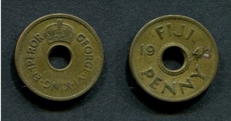 Фиджи 1943 г. S • KM# 7a • 1 пенни • регулярный выпуск • VF