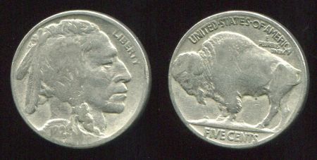 США 1929 г. • KM# 133 • 5 центов • вождь индейцев • бизон • регулярный выпуск • VF