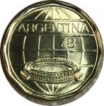 Аргентина 1978 г. • KM# 77 • 100 песо • Футбол. Чемпионат мира 78 года • стадион • памятный выпуск • MS BU люкс!(из ролла)