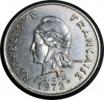 Французская Полинезия 1972 г. • KM# 8 • 10 франков • мадам "Республика" • регулярный выпуск(первый год) • BU