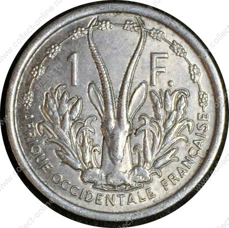 Французская Западная Африка 1948 г. KM# 3 • 1 франк • голова антилопы • регулярный выпуск • AU