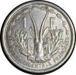 Французская Западная Африка 1948 г. • KM# 3 • 1 франк • голова антилопы • регулярный выпуск • AU