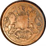 Британская Индия • Ост-Индская компания 1835 г. Калькутта • KM# 446.2 • ¼ анны • герб компании • регулярный выпуск • VF-