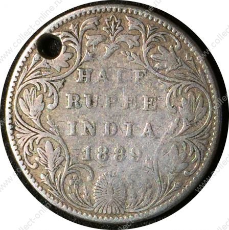 Британская Индия 1889 г. • KM# 491 • 1 рупия • королева Виктория • (серебро) • регулярный выпуск • VG-