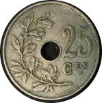 Бельгия 1910 г. • KM# 69 • 25 сантимов • "Belgie" • регулярный выпуск(первый год чеканки типа) • XF ( кат. - $10 )
