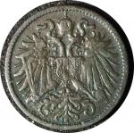 Австрия 1899 г. • KM# 2801 • 2 геллера • герб • регулярный выпуск • VF+