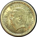 Монако 1945 г. • KM# 121a • 2 франка • Луи II • герб княжества • регулярный выпуск • MS BU-