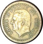 Монако 1945 г. • KM# 121a • 2 франка • Луи II • герб княжества • регулярный выпуск • XF