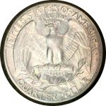 США 1945 г. • KM# 164 • квотер (25 центов) • (серебро) • Джордж Вашингтон • регулярный выпуск • MS BU