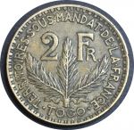Того 1925 г. • KM# 3 • 2 франка • лиственница • регулярный выпуск • XF+ ( кат. - $125+ )