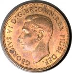 Великобритания 1951 г. • KM# 868 • пол пенни • Георг VI • регулярный выпуск • MS BU красн. ( кат. - $25 )